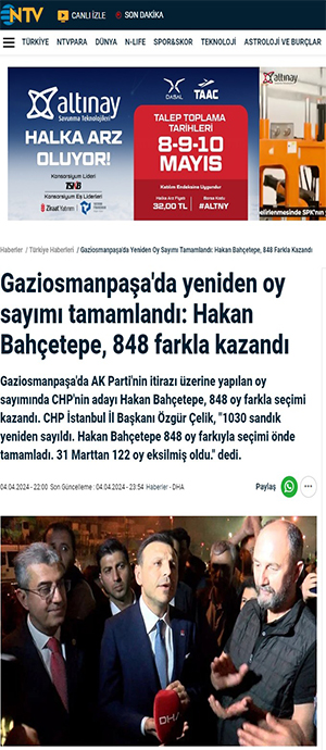 Gaziosmanpaşa'da yeniden oy sayımı tamamlandı